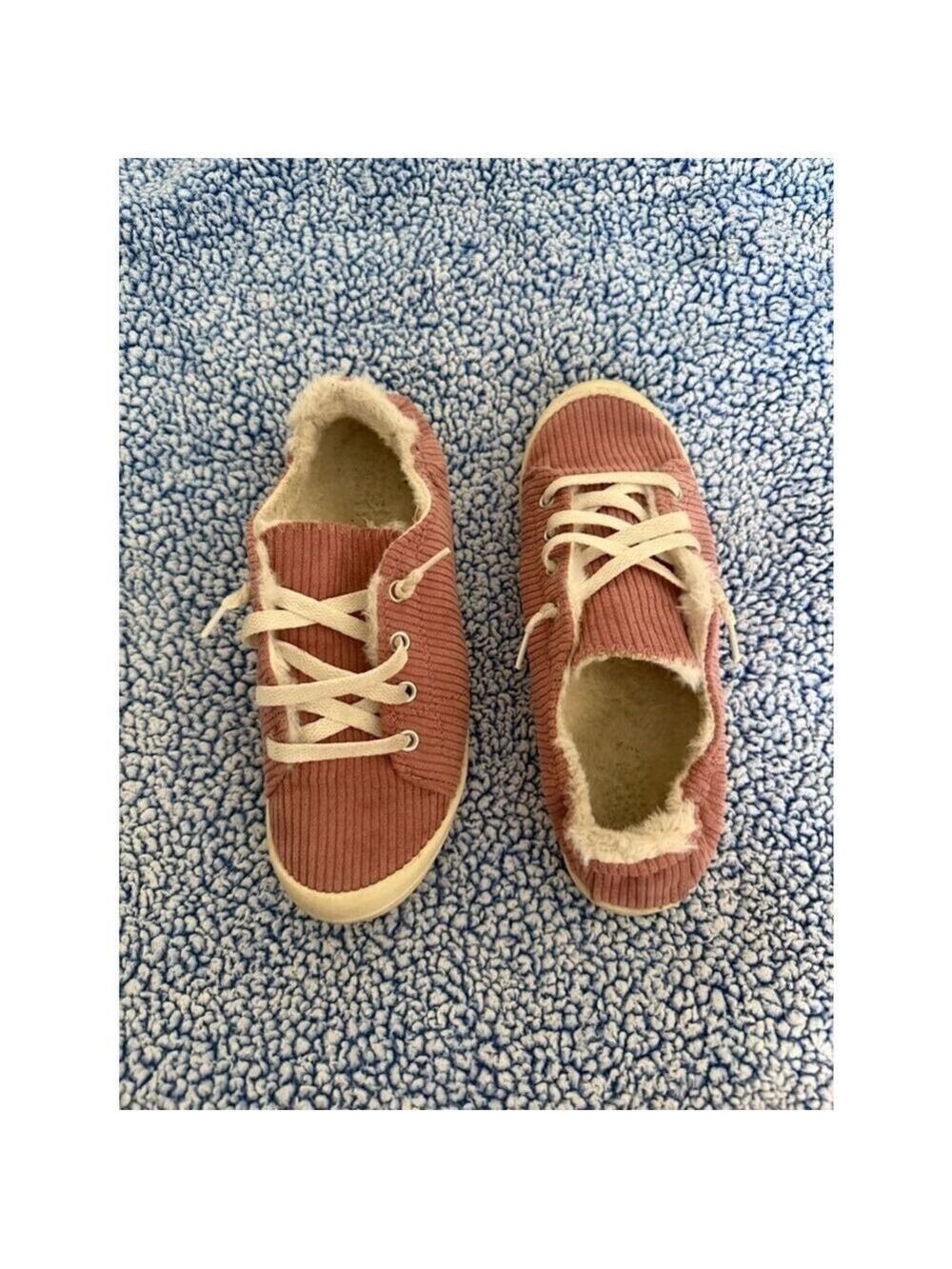 Time and Tru Rose Pink Corduroy Faux-Fur Lined Sneakers